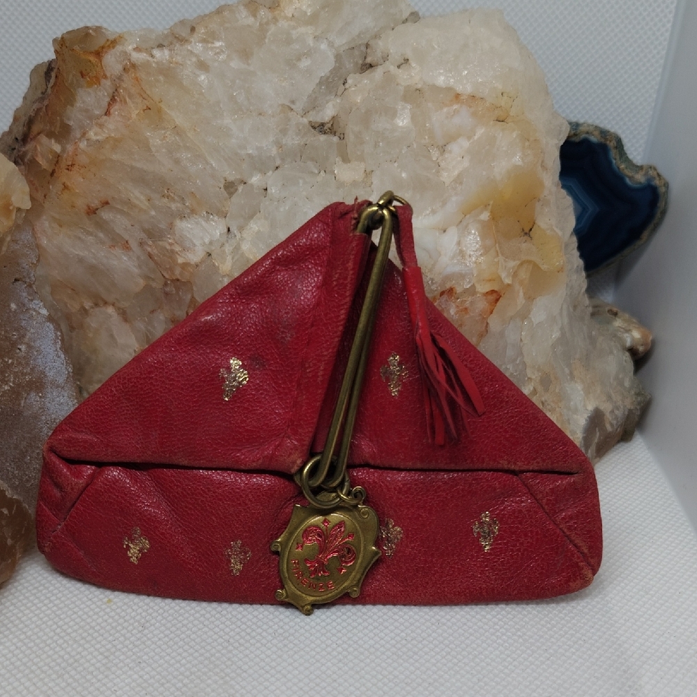 Vintage Firenze Red Coin Purse with Gold Tone Accents - Picture 1 of 9